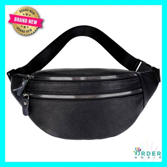Handbags - Genuine Leather Waist Pack Adjustable Strap Travel Hiking Cycling Running Fanny